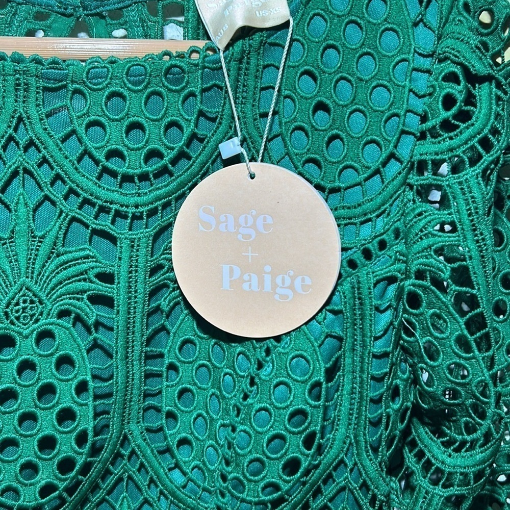 Sage + Paige Take Me To The Tropics Dress Forest Green Size XS NWT - Picture 9 of 11